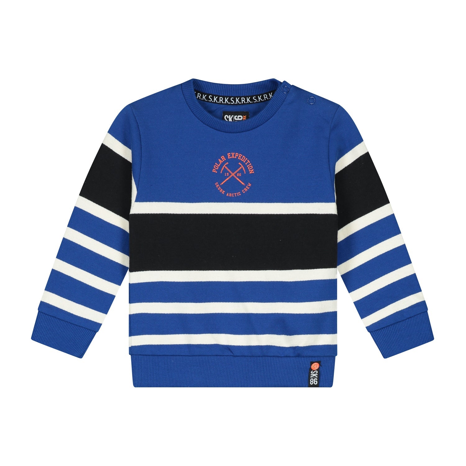 Jongens Sweater Stripe Blue van Skurk Little Rebel in de kleur Blue in maat 86.