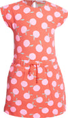 Meisjes Jurk korte mouw AOP Oranges van Someone in de kleur Coral in maat 140.