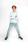 Jongens Sweater ls van No Way Monday in de kleur Light blue in maat 164.