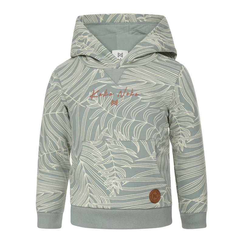 Jongens Sweater ls with hood van Koko Noko in de kleur Dusty green in maat 128.