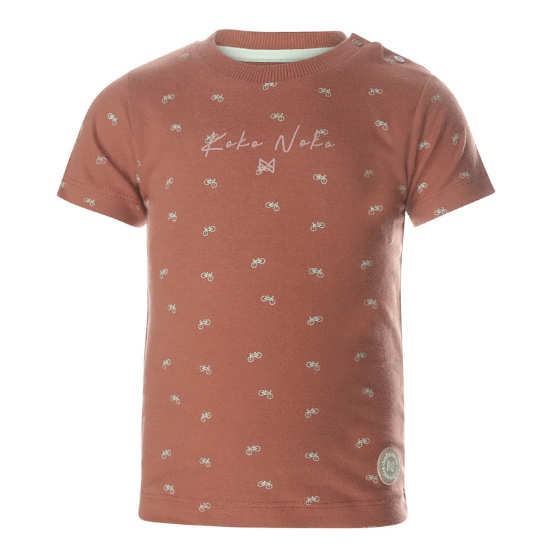 Jongens T-shirt ss van Koko Noko in de kleur Rusty brown in maat 128.