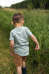 Jongens T-shirt ss long back van Koko Noko in de kleur Dusty blue in maat 128.