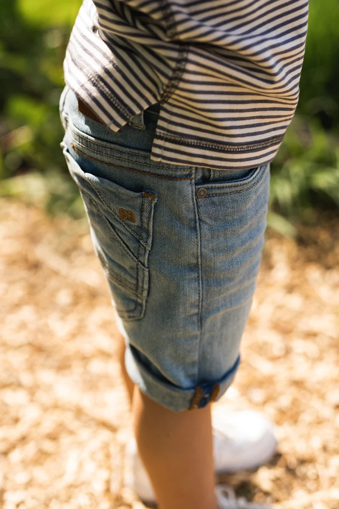 Jongens Jeans shorts van Koko Noko in de kleur Blue jeans in maat 128.