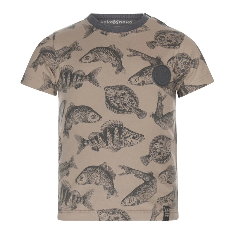 Jongens T-shirt ss van Koko Noko in de kleur Sand in maat 128.