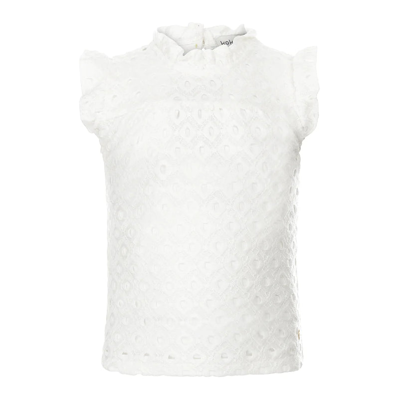 Meisjes Top ss van Koko Noko in de kleur  Off white in maat 128.