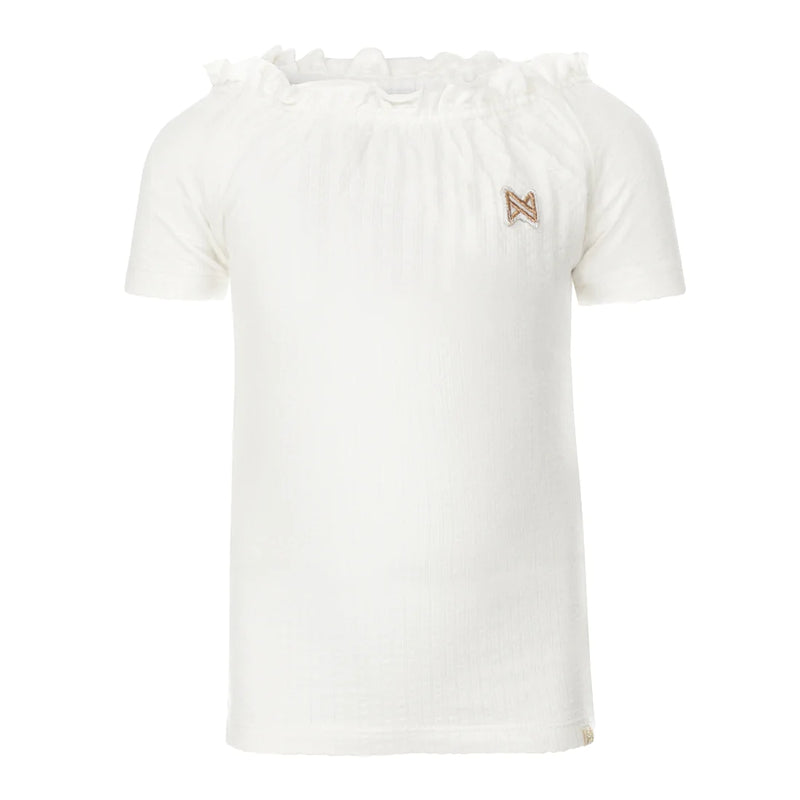 Meisjes T-shirt ss van Koko Noko in de kleur  Off white in maat 128.