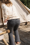Meisjes Jeans flared van Koko Noko in de kleur Grey jeans in maat 128.