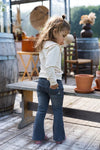 Meisjes Jeans flared van Koko Noko in de kleur Grey jeans in maat 128.