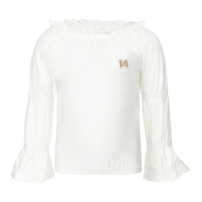 Meisjes T-shirt ls van Koko Noko in de kleur  Off white in maat 128.