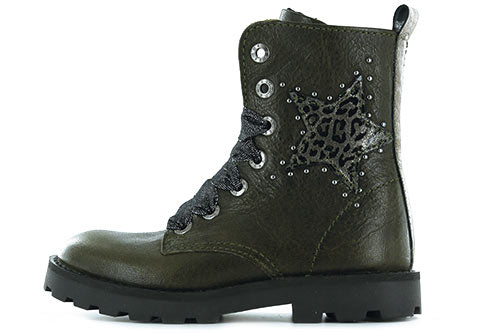 Shoesme Shoesme groene bikerboot met luipaard ster