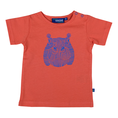 Baby Jongens T-shirt nijlpaard van Someone in de kleur BRIGHT ORANGE in maat 86.