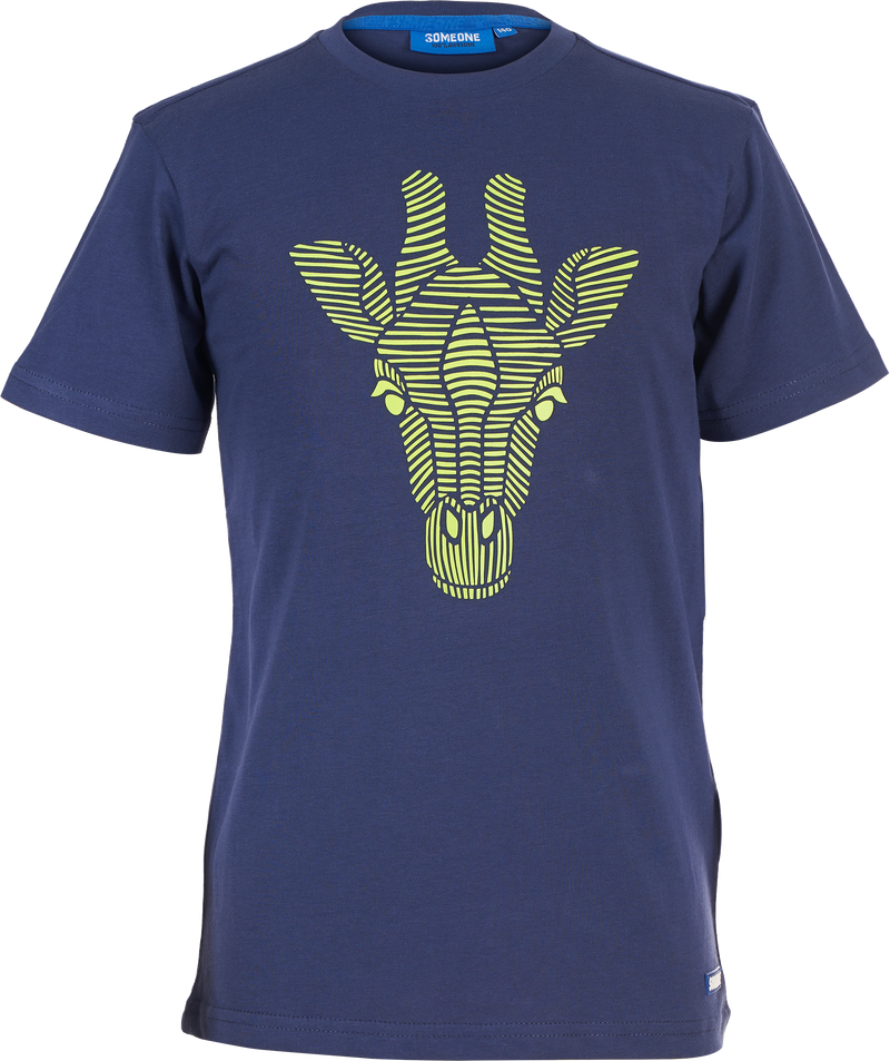 Jongens T-shirt met giraf van Someone in de kleur DARK BLUE in maat 140.