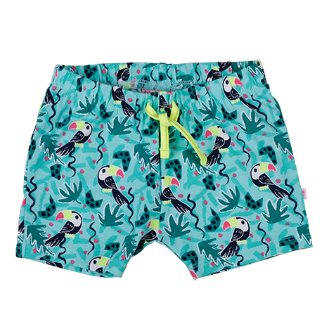 Baby Meisjes Short AOP toekans van Someone in de kleur MINT in maat 86.