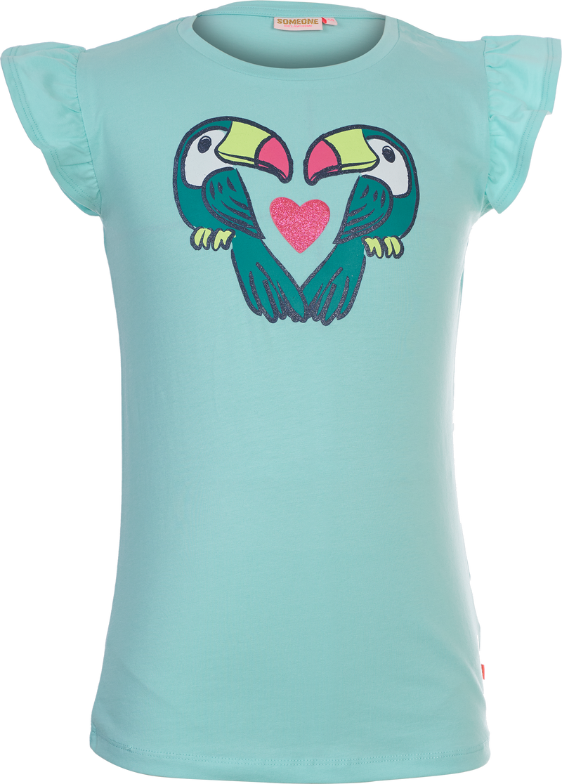 Meisjes T-shirt Toekans van Someone in de kleur PINK in maat 140.