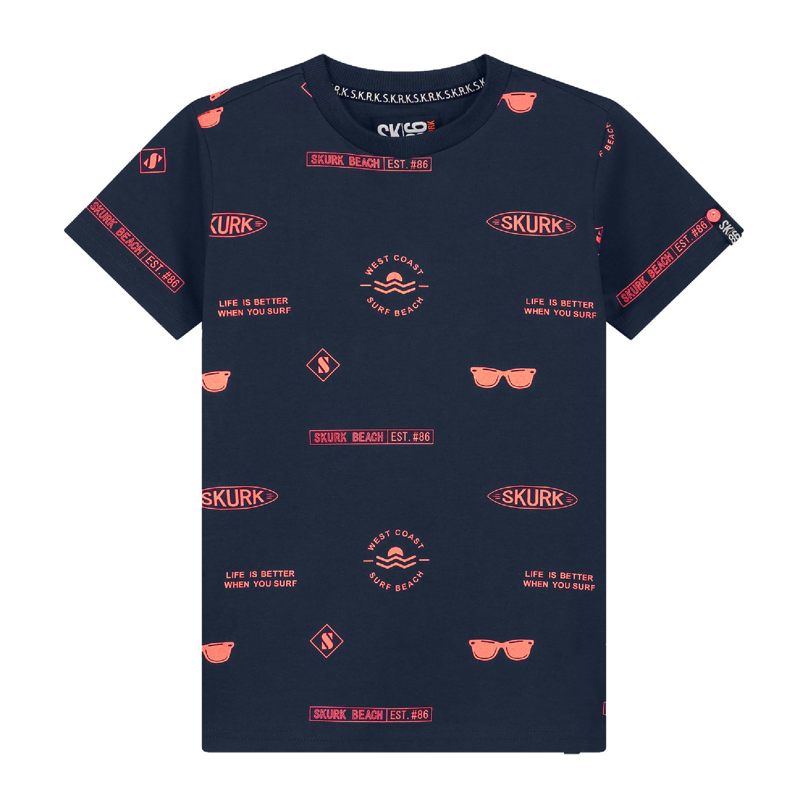 Skurk T-shirt Tan Dark Blue Coral aop