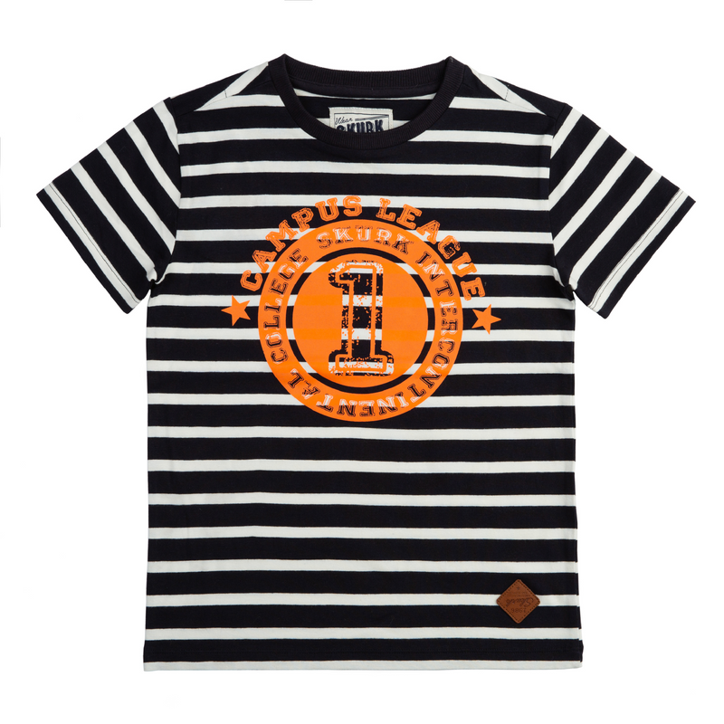 Jongens T-shirt Tomas van Skurk in de kleur Navy/Off White in maat 164, 170.