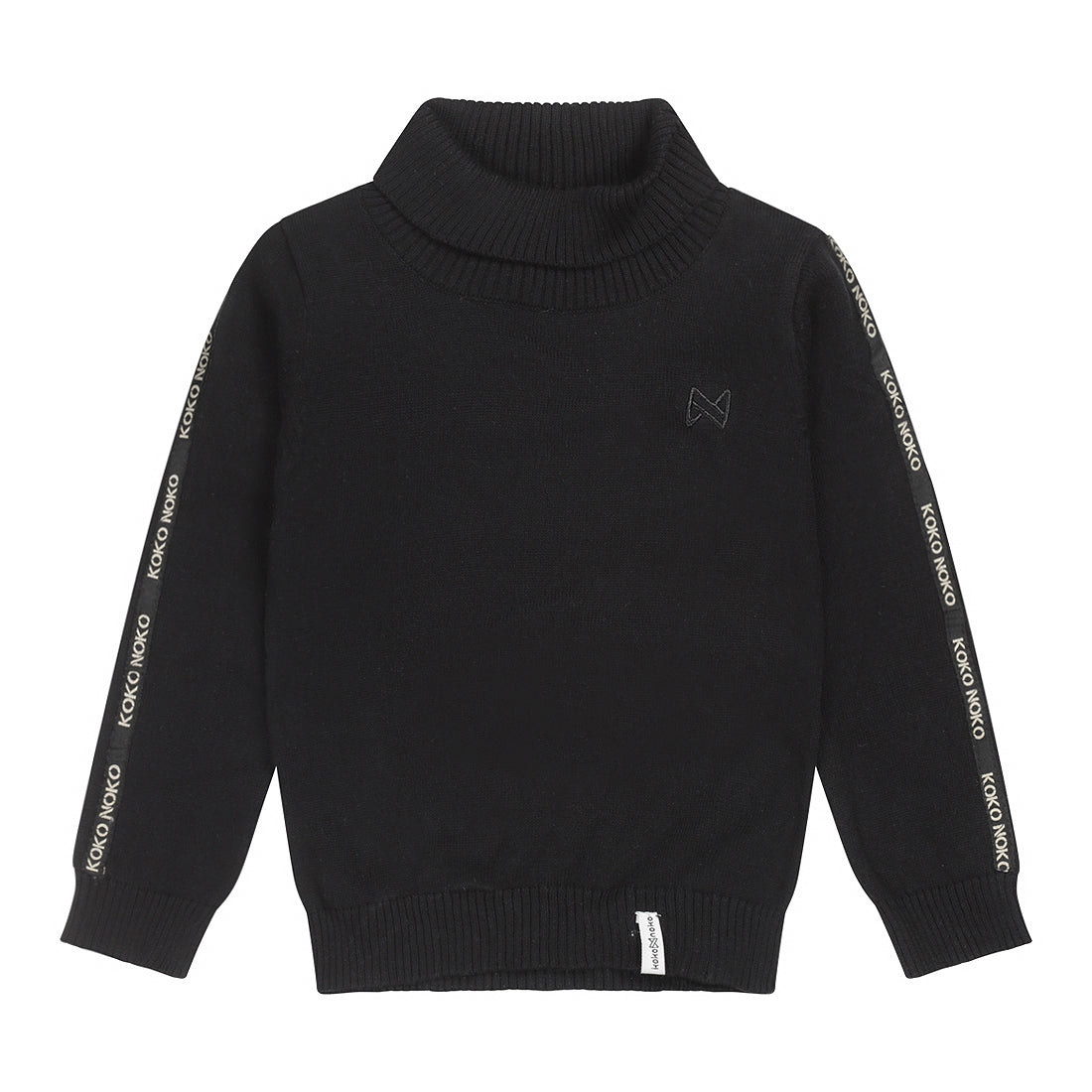 Jongens Sweater ls with rollneck van Koko Noko in de kleur Black in maat 128.