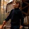 Jongens Sweater ls with rollneck van Koko Noko in de kleur Black in maat 128.