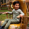 Jongens T-shirt ls van Koko Noko in de kleur Faded green in maat 128.