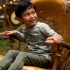 Jongens T-shirt ls van Koko Noko in de kleur Faded green in maat 128.