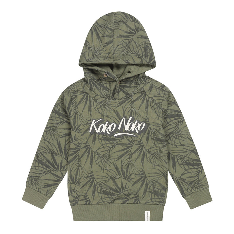 Jongens Sweater ls with hood van Koko Noko in de kleur Army green in maat 128.