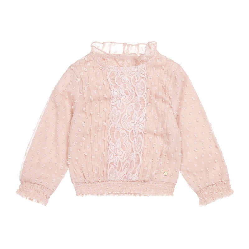 Meisjes Blouse ls van Koko Noko in de kleur Dusty pink in maat 128.