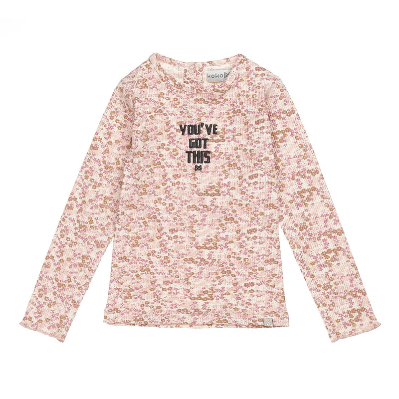 Meisjes T-shirt ls van Koko Noko in de kleur Dusty pink in maat 128.