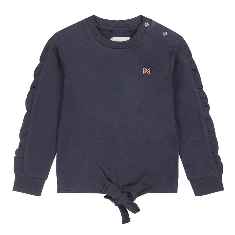 Meisjes Sweater ls with crewneck van Koko Noko in de kleur Navy in maat 128.