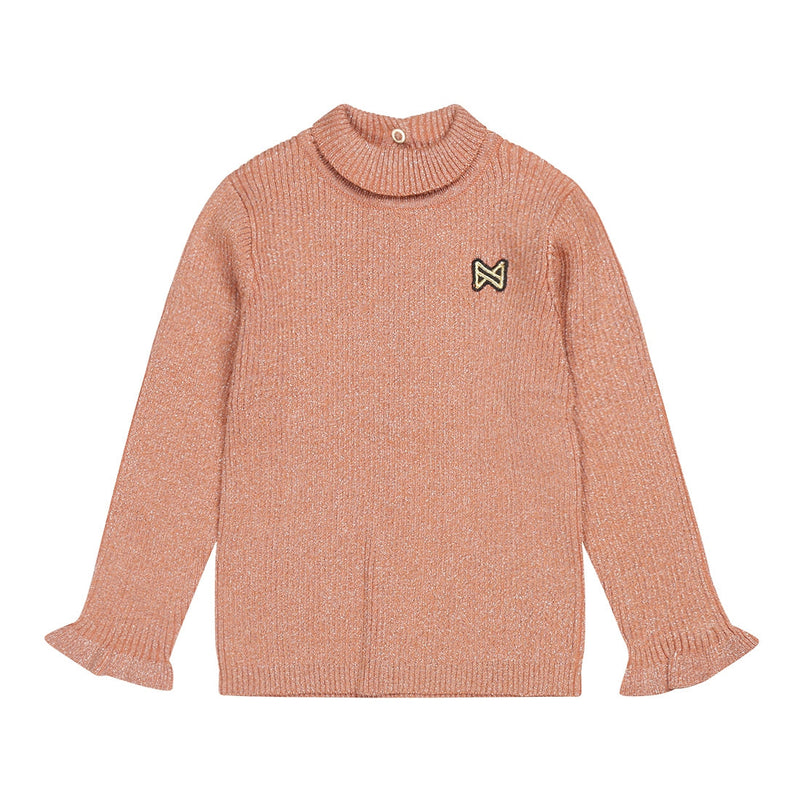 Meisjes T-shirt rollneck ls van Koko Noko in de kleur Rust in maat 128.