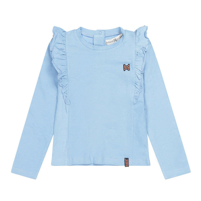 Meisjes T-shirt ls van Koko Noko in de kleur Blue in maat 128.