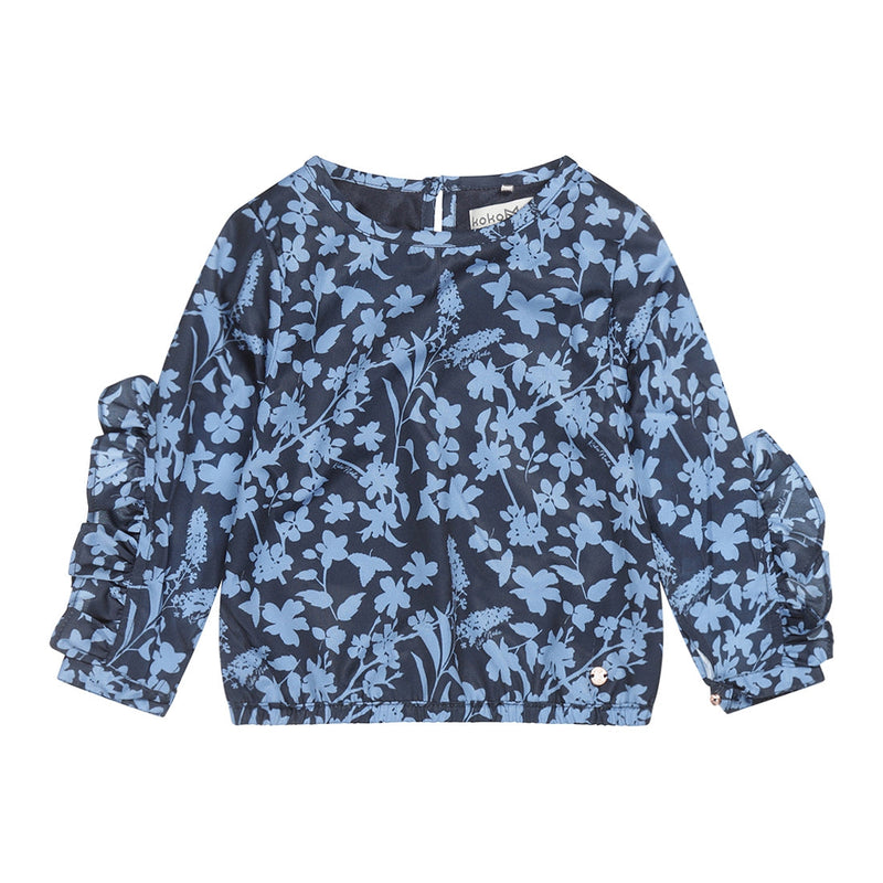 Meisjes Blouse ls van Koko Noko in de kleur Navy in maat 128.