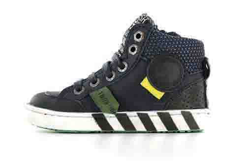 Shoesme Shoesme blauwe hoge sneaker met patch en stripings