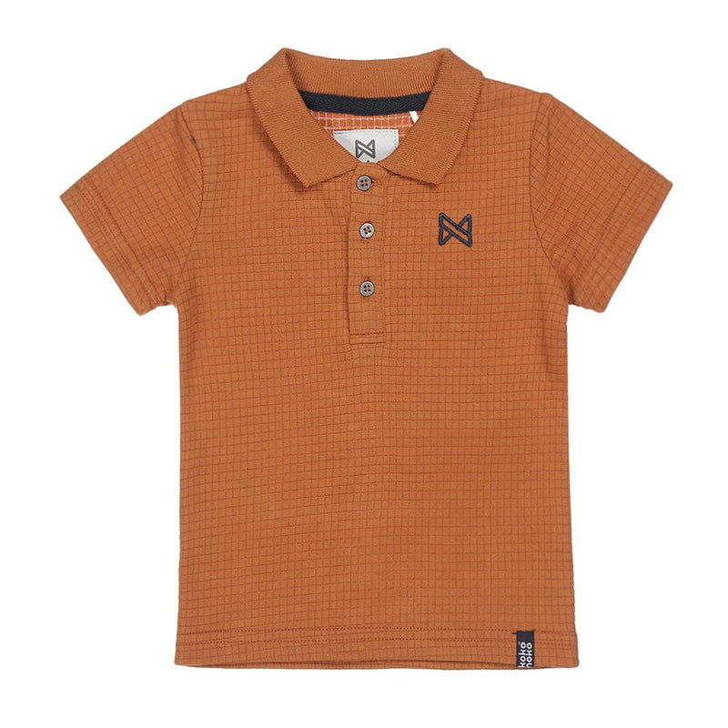 Jongens Polo ss van Koko Noko in de kleur Camel in maat 128.