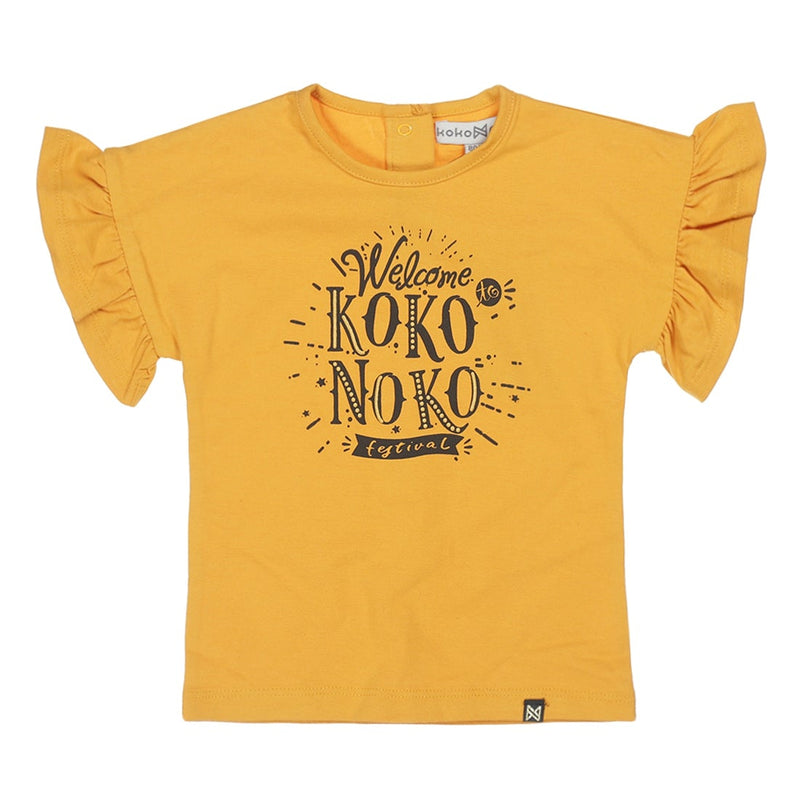 Meisjes T-shirt ss van Koko Noko in de kleur Ochre in maat 128.