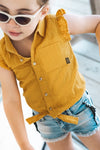 Meisjes Blouse ss van Koko Noko in de kleur Ochre in maat 128.