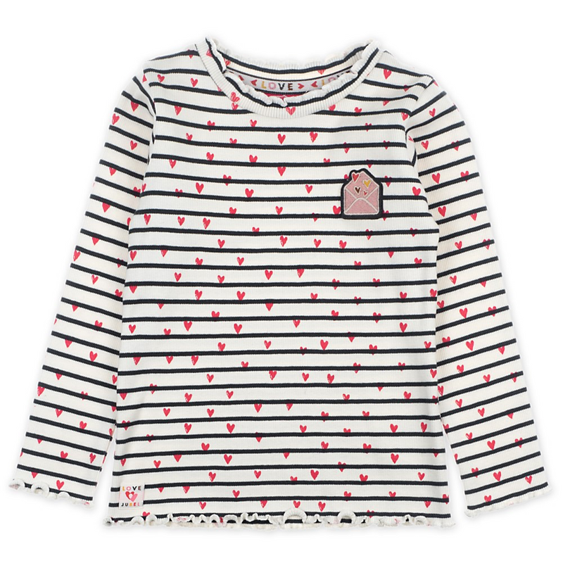Meisjes Longsleeve streep - Bittersweet van Jubel in de kleur Off-white in maat 140.