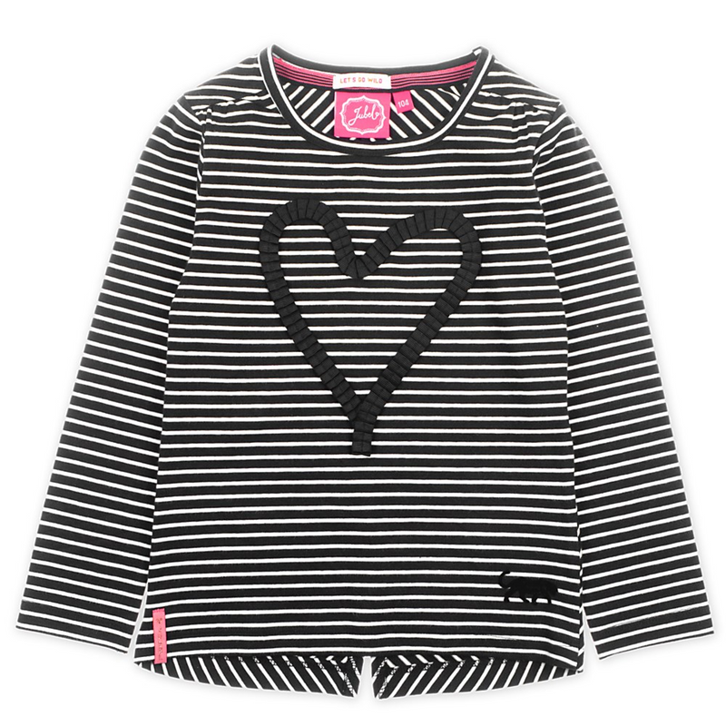 Meisjes Longsleeve streep - Animal Attitude van Jubel in de kleur Zwart in maat 140.