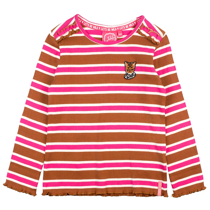 Meisjes Longsleeve rib - Animal Attitude van Jubel in de kleur Bruin in maat 140.