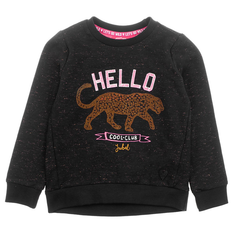 Meisjes Sweater Hello - Animal Attitude van Jubel in de kleur Zwart in maat 140.