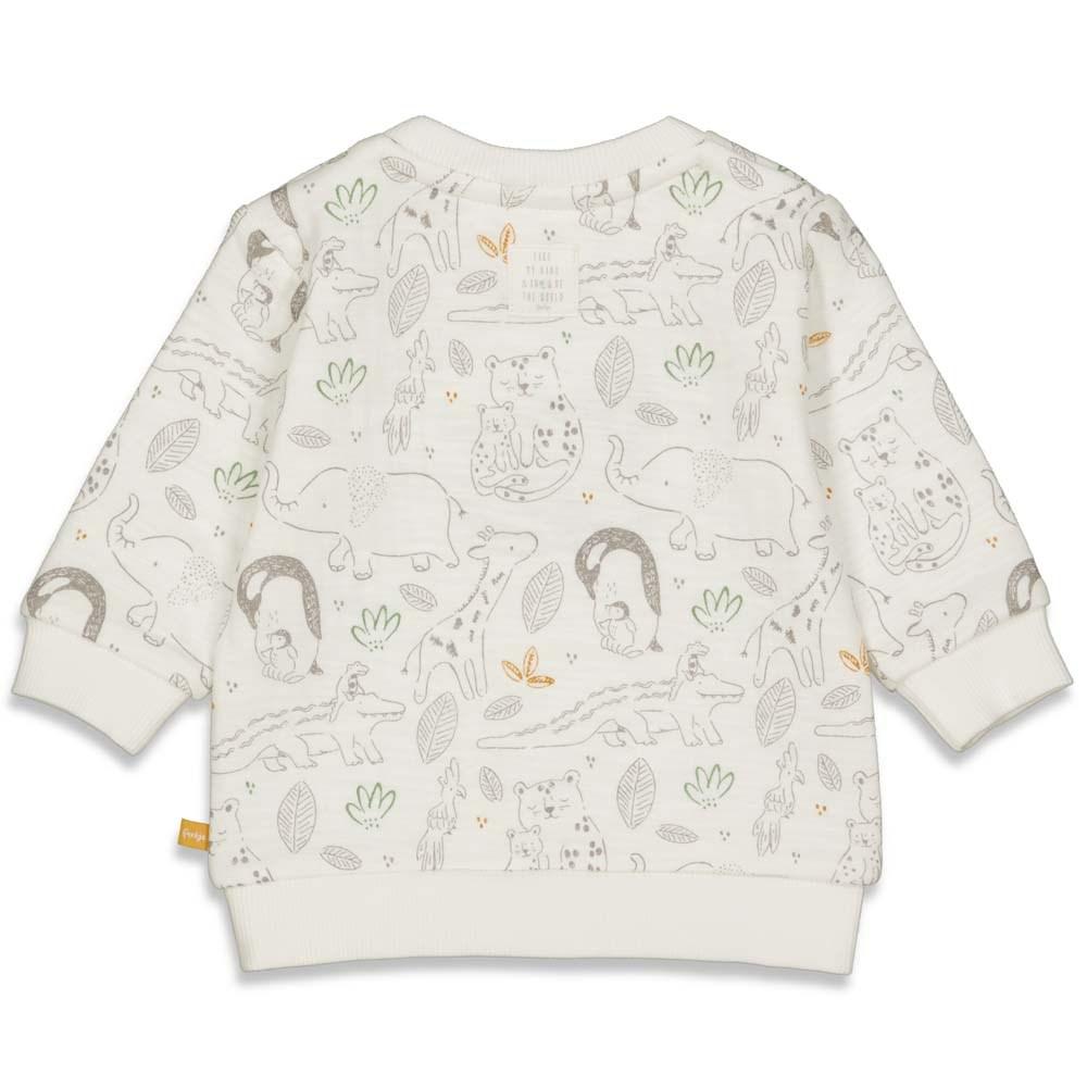 Babys Sweater AOP - Welcome to Earth van Feetje in de kleur Offwhite in maat 62.