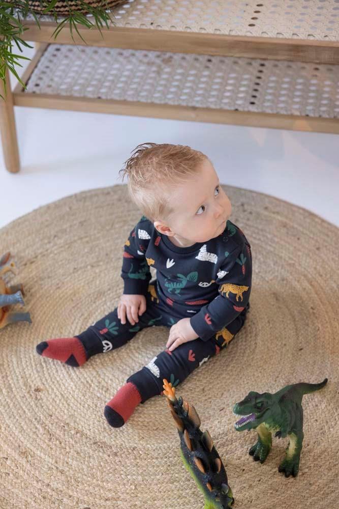Babys Sweater AOP - Team Trouble van Feetje in de kleur Antraciet in maat 86.