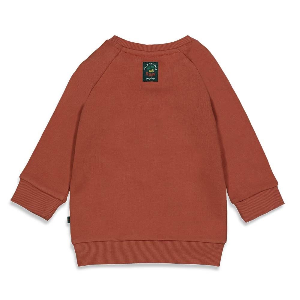 Babys Sweater Roar - Team Trouble van Feetje in de kleur Rood in maat 86.