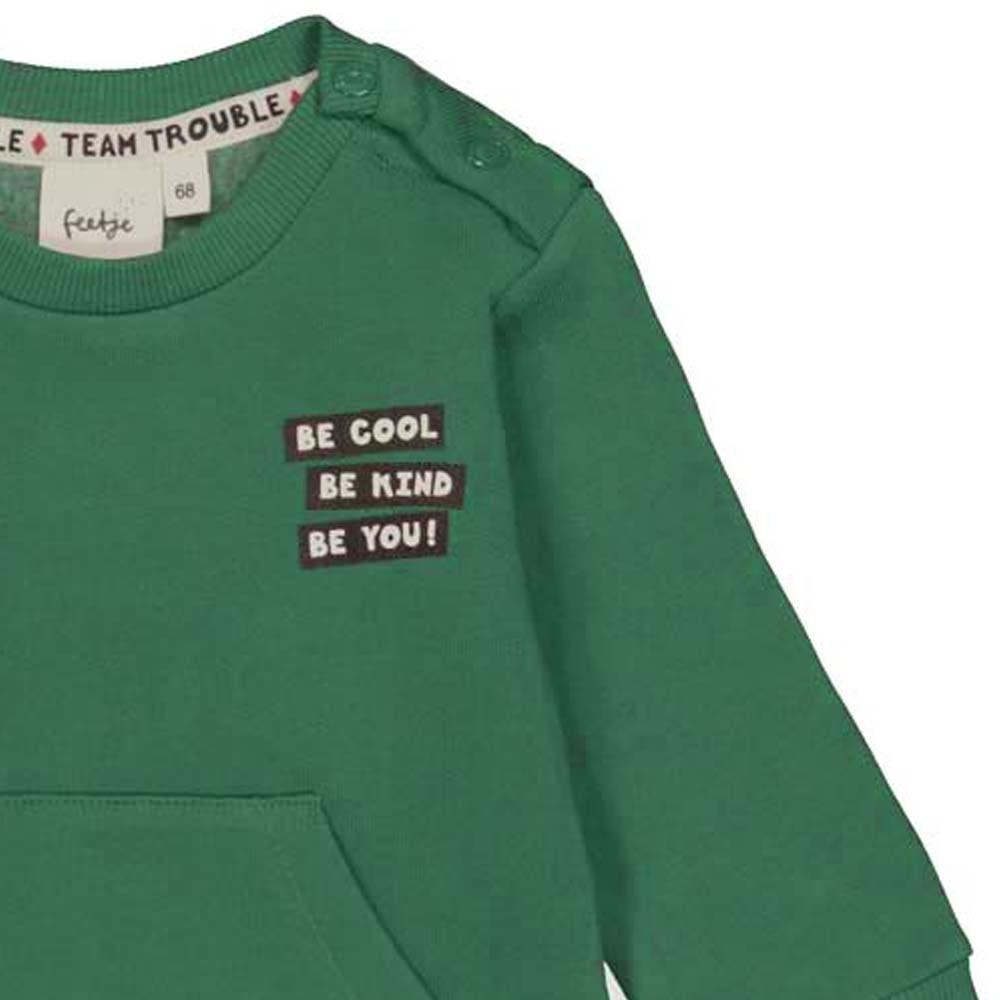 Babys Sweater - Team Trouble van Feetje in de kleur Groen in maat 86.