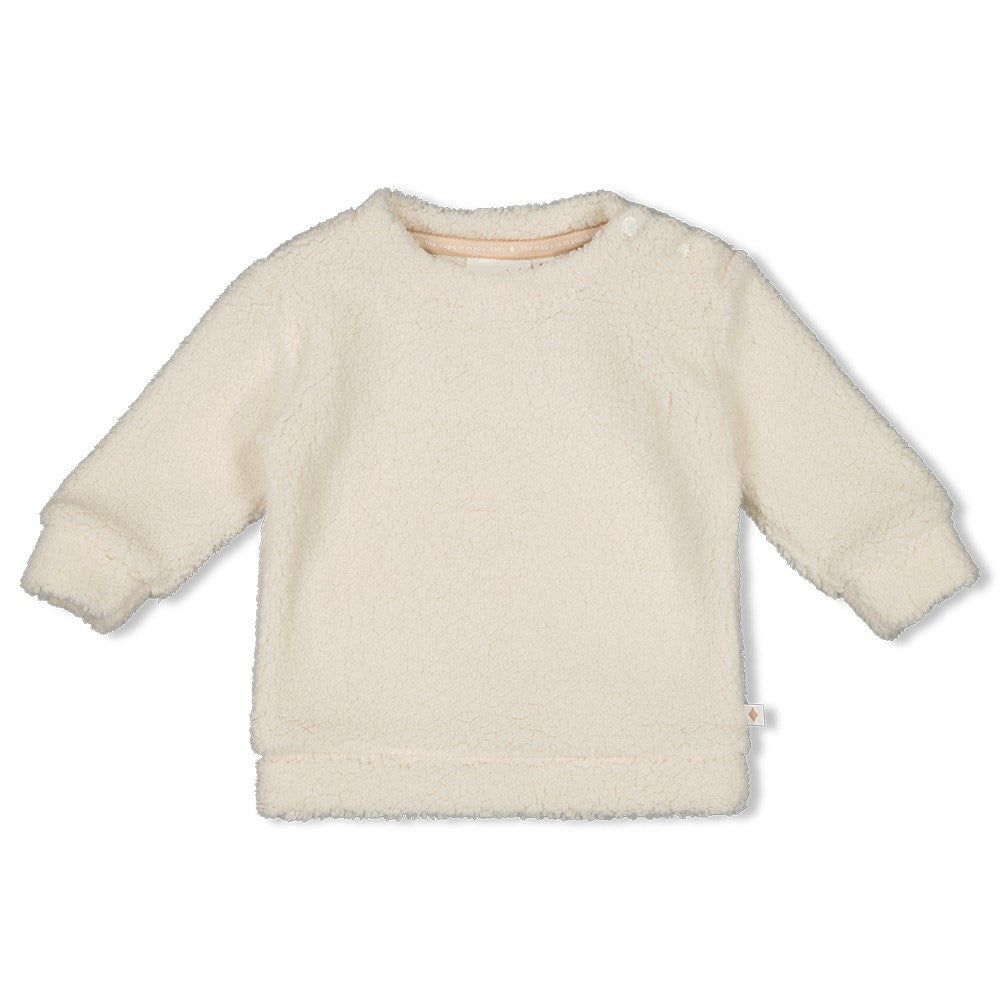 Unisexs Teddy Sweater - Feetje Sparkle van Feetje in de kleur Offwhite in maat 68.