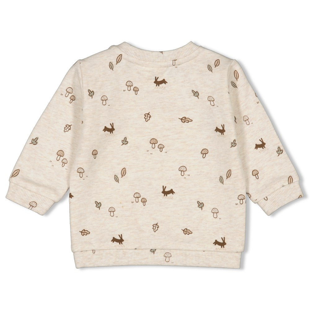 Unisexs Sweater AOP - Little Forest Friends van Feetje in de kleur Offwhite melange in maat 68.