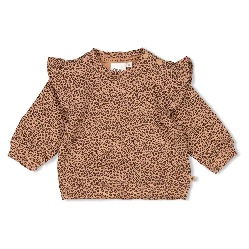 Meisjes Sweater AOP - Favorite van Feetje in de kleur Camel in maat 86.