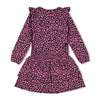 Meisjes Jurk ruches AOP - Flowers For Life van Jubel in de kleur Marine in maat 128.