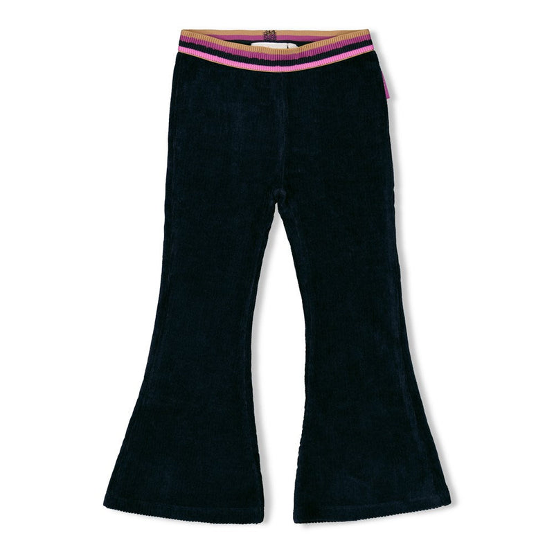 Meisjes Flared broek rib - Flowers For Life van Jubel in de kleur Marine in maat 128.