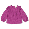 Meisjes Blouse ruches - Flowers For Life van Jubel in de kleur Paars in maat 128.