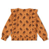 Meisjes Longsleeve ruches AOP - Color Me Panther van Jubel in de kleur Bruin in maat 128.